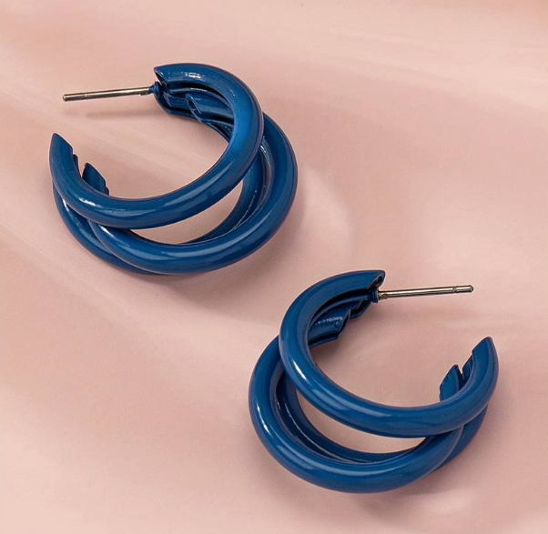 Exquisite Multi Layer Blue C Shaped Hoop Earrings Iron Jewelry Elegant Sexy Style Suitable For Women Summer Daily Earrings