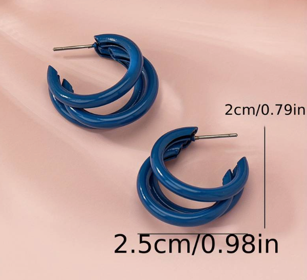 Exquisite Multi Layer Blue C Shaped Hoop Earrings Iron Jewelry Elegant Sexy Style Suitable For Women Summer Daily Earrings