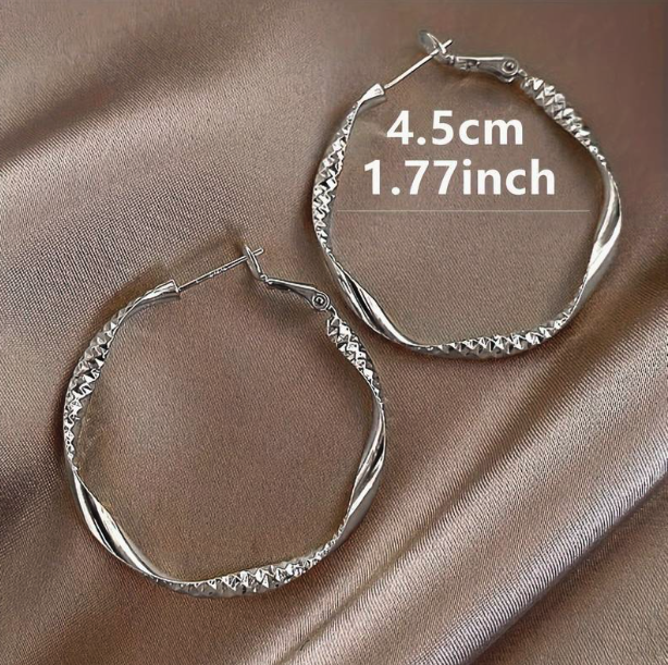 Simple Twisted Pleated Hoop Earrings Iron Jewelry Vintage Leisure Style
