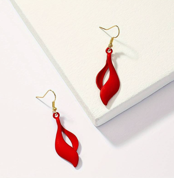 1pair Red Flame Shape Dangle Earrings Party Style Funny Creative Female Earrings
