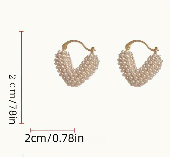 Creative Heart Shaped Hoop Earrings Full Of Imitation Pearl Zinc Alloy Jewelry