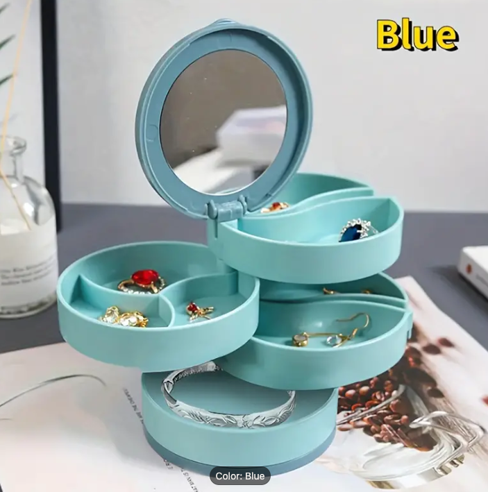 1pc Multi-Tiered Jewelry Display Tray Storage Box - Rotating Plastic Stand for Earrings, Rings, and Cosmetics
