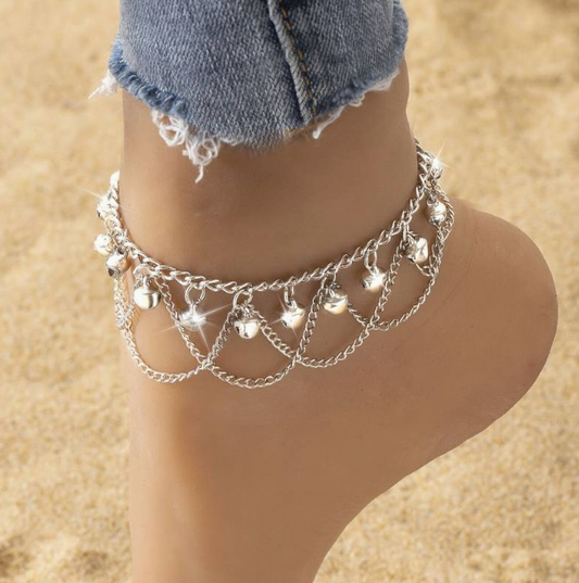 1pc Bell Chain Tassel Pendant Anklet Sexy Simple Style Ankle Bracelet Exquisite Versatile Foot Decoration Gift