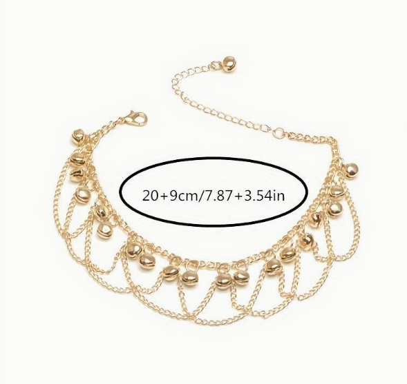 Bell Multi Layers Chain Pendant Anklet Boho Style Personality Foot Chain Ankle Bracelet