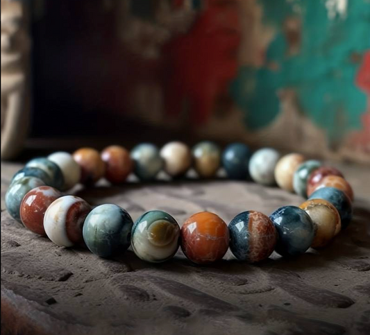 1pc Vintage Beaded Bracelet - Exquisite Natural Stone Indian Agate, 3-Size Versatile Design, Intricately Crafted for Fashionable Personality