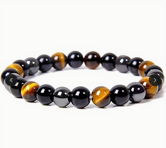 Men’s vogue magnetic hematite tiger eye stone obsidian bracelet