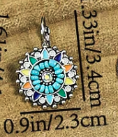 Blue New Alloy Earrings Turquoise Inlaid Bohemian Retro Geometric Round Multi layered Design