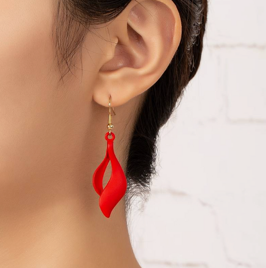 1pair Red Flame Shape Dangle Earrings Party Style Funny Creative Female Earrings