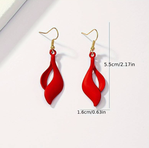 1pair Red Flame Shape Dangle Earrings Party Style Funny Creative Female Earrings