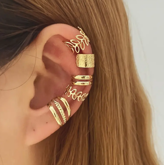 Set Of 5 Vintage C-shaped Ear Studs Without Ear Holes, Unique Ear Clip Set